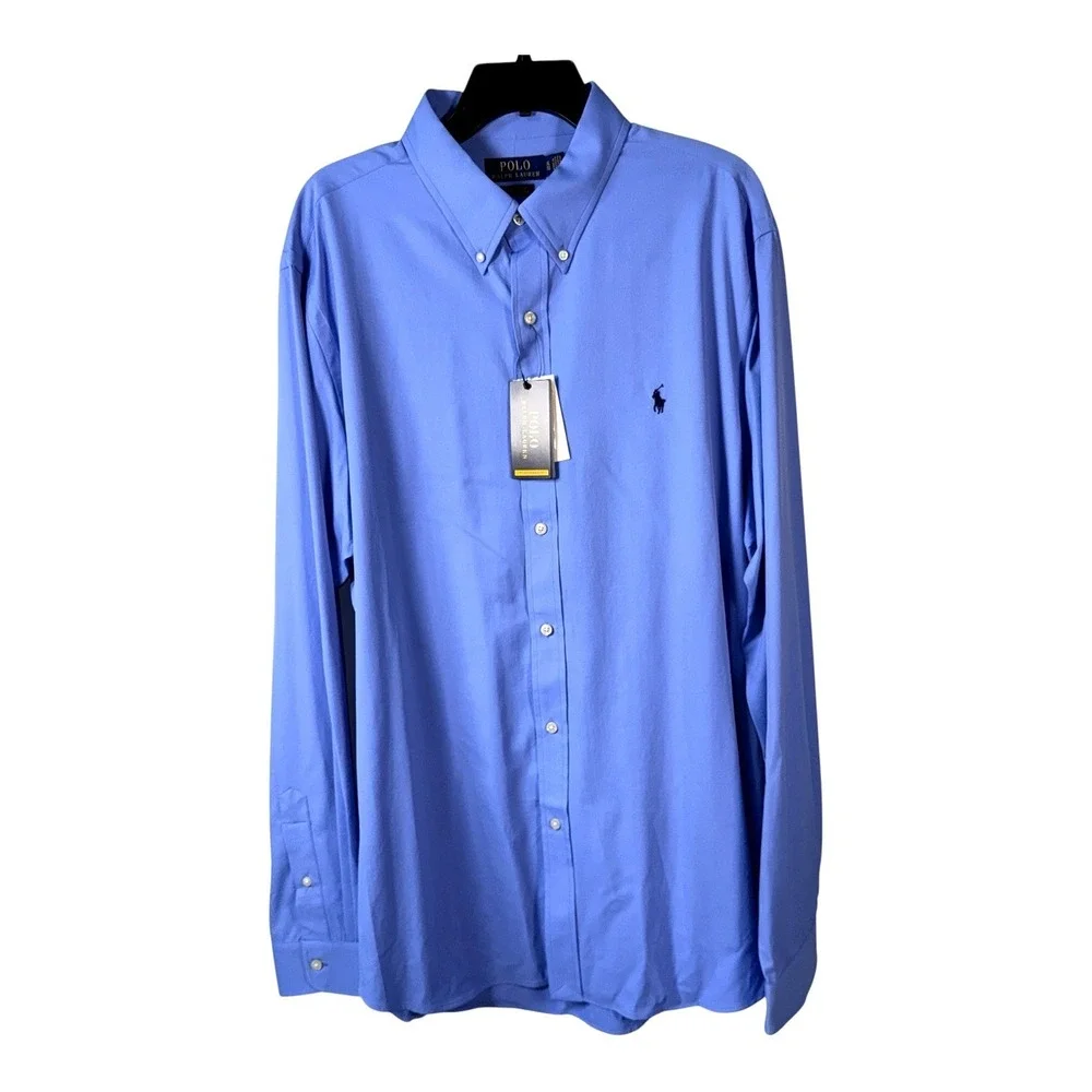 Polo Ralph Lauren Mens XL Performance Long Sleeve Button Down Blue Oxford Shirt